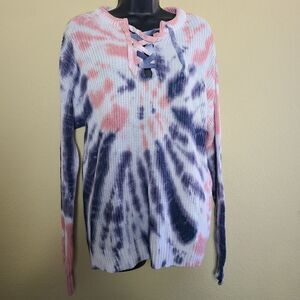 Belle by Belldini Tie Dye Lace Up Pullover